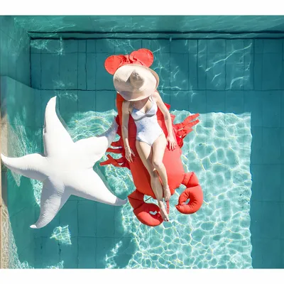 Outdoor space equipments - Orange floating outdoor lobster pouf with removable cover - MX HOME