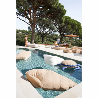 Equipements espace extérieur - Pouf coquillage extérieur déhoussable en tissu effet raphia - MX HOME