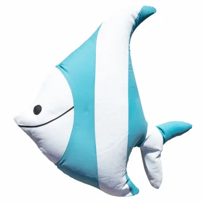 Outdoor space equipments - Outdoor fish pouf with removable blue and white cover - MX HOME