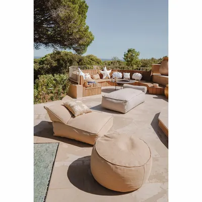 Outdoor space equipments - Outdoor round stool M raffia beige - MX HOME