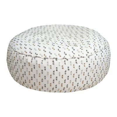 Equipements espace extérieur - Pouf XXL déhoussable rond en tissu blanc poils multi couleur - MX HOME