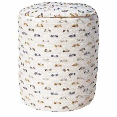 Outdoor space equipments - Outdoor round stool with removable white multi-color hair cover - MX HOME