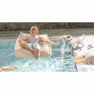 Transats - Bain de soleil extérieur flottant déhoussable en tissu effet raphia - MX HOME