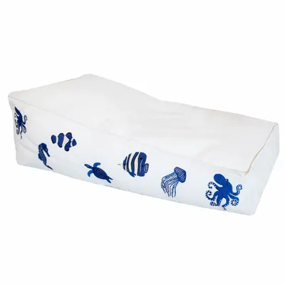 Transats - Bain de soleil extérieur flottant déhoussable broderie poisson marine - MX HOME