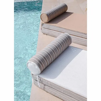 Outdoor space equipments - Reversible outdoor mattress with striped front & white back - Double - MX HOME