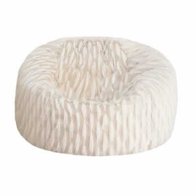 Lawn chairs - White faux fur pouf  - MX HOME