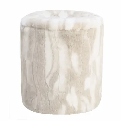 Lawn chairs - Beige and white faux fur pouf - MX HOME