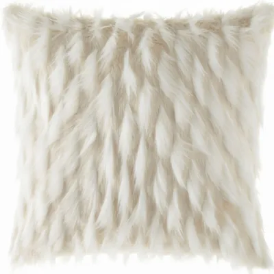 Outdoor decorative accessories - Fluffy White Faux Fur Cushion - MX HOME