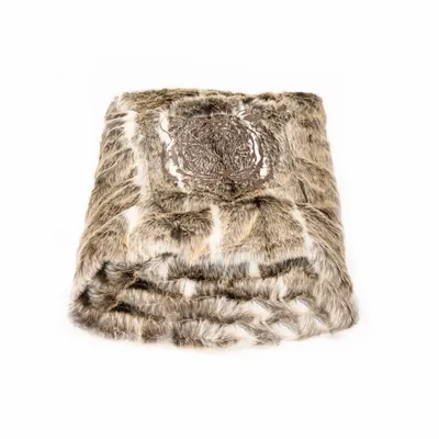 Garden textiles - Light brown embroidered faux fur throw - MX HOME