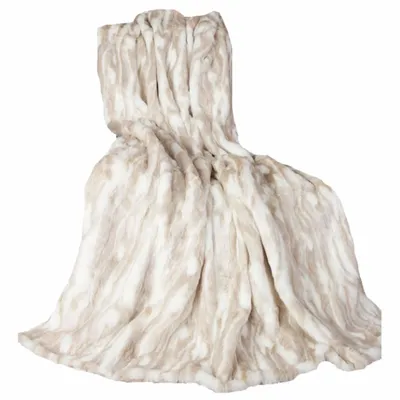 Garden textiles - Beige and white faux fur throw - MX HOME