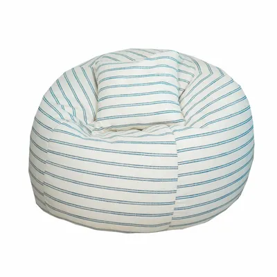 Chaises de jardin - Pouf déhoussable en lin rayé bleu - MX HOME