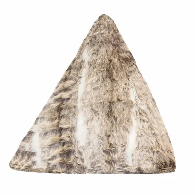 Outdoor decorative accessories - Light brown faux fur pyramid cushion  - MX HOME