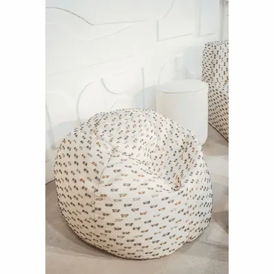 Lawn chairs - Pouf with removable cover in white fabric and multi-color pile - MX HOME