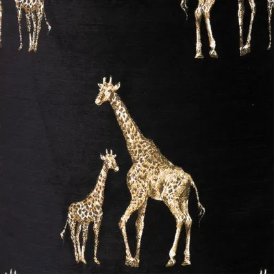 Chaises de jardin - Pouf en velours noir avec girafes brodées - MX HOME