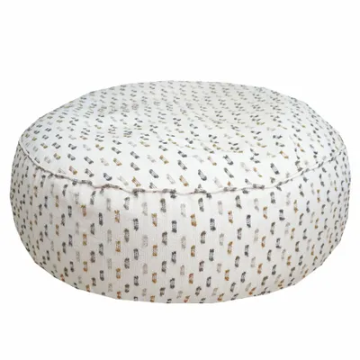 Lawn chairs - XXL round removable cover pouf in white multi-color hair fabric - MX HOME