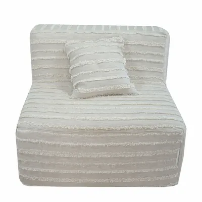 Fauteuils de jardin - Chauffeuse déhoussable en coton gris a frange - MX HOME