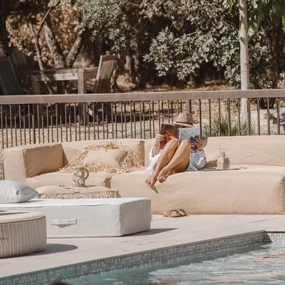 Lawn sofas   - Modular sofa - Removable cover 4/5 places - White - Outdoor - MX HOME