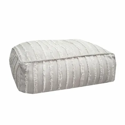 Outdoor space equipments - Floor cushion with removable cover M - gray cotton with fringe - MX HOME