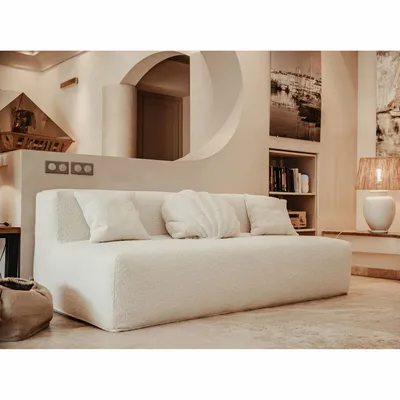 Lawn sofas   - Modular bench sofa - Removable 3-seater cover - Bouclé wool - MX HOME