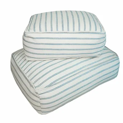 Equipements espace extérieur - Coussin de sol déhoussable M - Lin rayé bleu - MX HOME