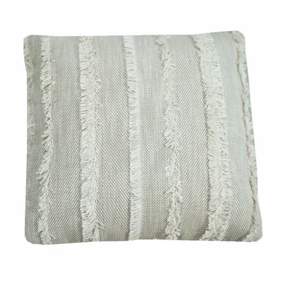 Accessoires de déco extérieure - Coussin en coton gris a frange - MX HOME
