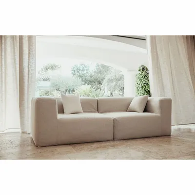 Lawn sofas   - Modular sofa - Removable 3-seater cover - Natural linen - MX HOME