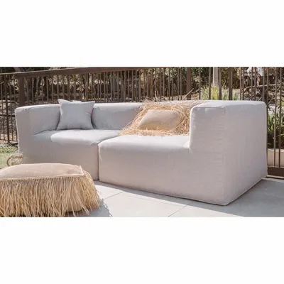 Lawn sofas   - Modular sofa - Removable 3 seater cover - Linen effect Exterior - MX HOME