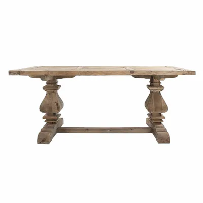 Tables Salle à Manger - Table salon en bois de pin recyclé marron vieilli en 200x100x78 cm - VICAL