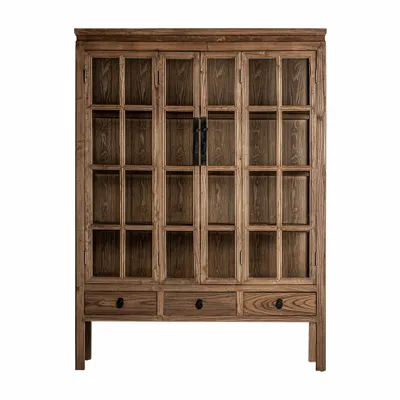 Wardrobe - Showcase in brown elm wood 130x45x175 cm - VICAL