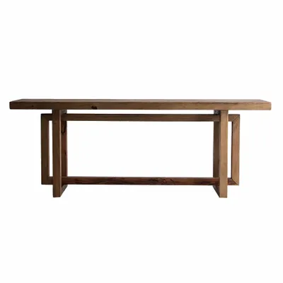 Console table - Brown recycled pine wood console 200x40x76 cm - VICAL