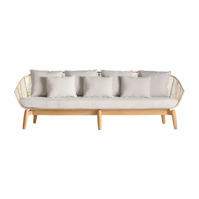 Sofas - Brown mahogany wood sofa 240x78x81 cm - VICAL