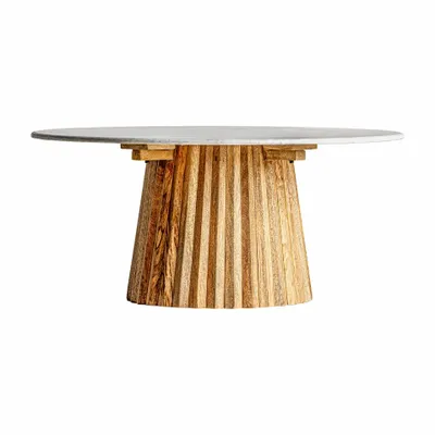 Coffee tables - White mango wood coffee table 100x100x44 cm - VICAL