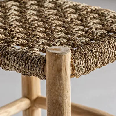 Footrests - Brown teak wood stool 40x40x45 cm - VICAL