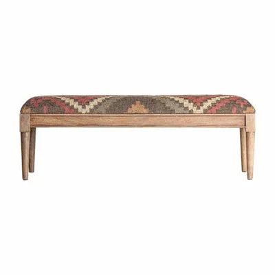 Benches - Brown mango wood bench 130x40x46 cm - VICAL