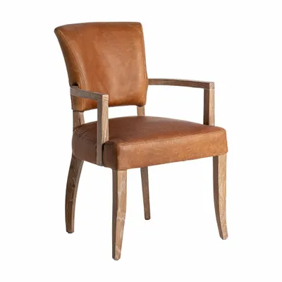 Chairs - Brown leather chair 57x64x88 cm - VICAL