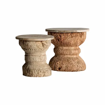 Autres tables  - Table basse en bois de teck marron 38x38x45 cm - VICAL