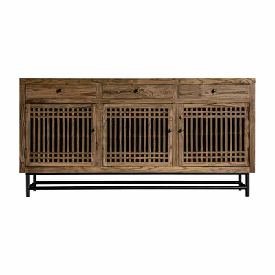 Buffets - Buffet en bois d´orme noir 180x45x90 cm - VICAL