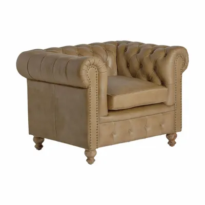 Fauteuils - Fauteuil en peau marron 107x83x75 cm - VICAL