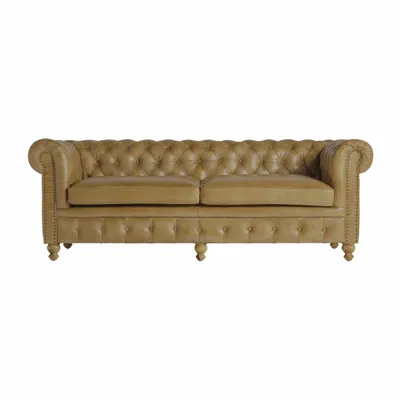Canapés - Sofa en peau marron 215x82x75 cm - VICAL
