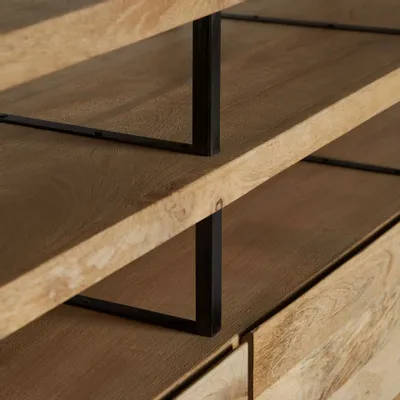 Sideboards - Light brown mango wood sideboard 170x43x76 cm - VICAL