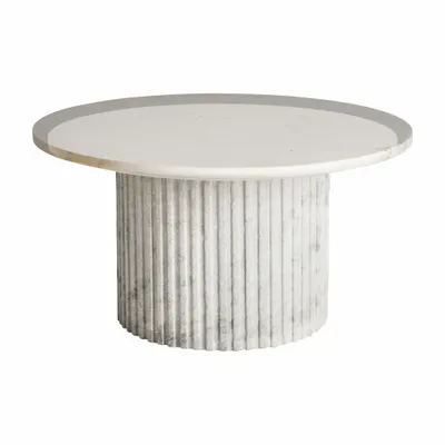 Tables basses - Table basse en marbre blanc 80x80x42 cm - VICAL