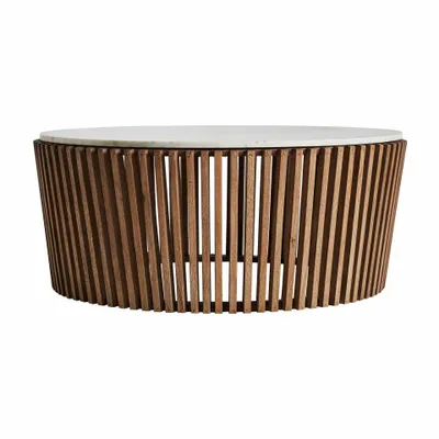 Tables basses - Table basse en bois d´acacia blanc 100x100x42 cm - VICAL