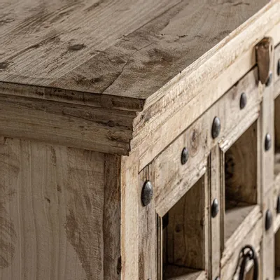 Sideboards - Brown mango wood sideboard 219x59x102 cm - VICAL