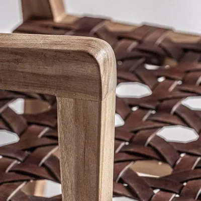 Armchairs - Brown teak wood armchair 62x72x74 cm - VICAL