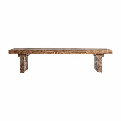 Coffee tables - Brown railway wood coffee table 150x60x34 cm - VICAL