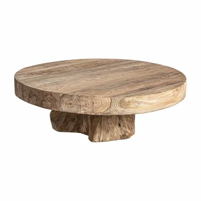 Coffee tables - Brown railway wood coffee table 90x90x30 cm - VICAL