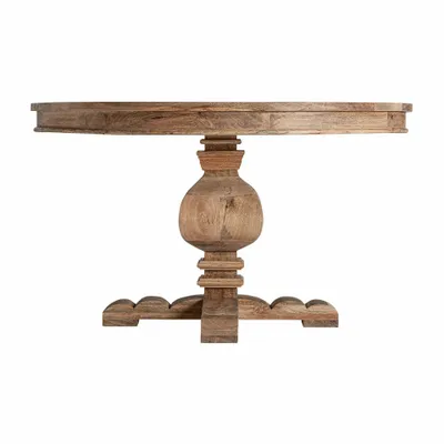 Dining Tables - Brown mango wood living room table 130x130x77 cm - VICAL