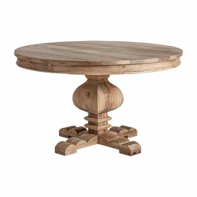 Dining Tables - Brown mango wood living room table 130x130x77 cm - VICAL