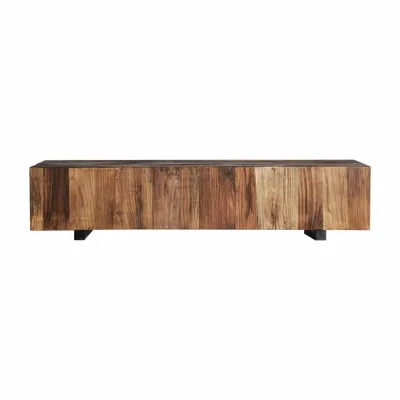 Coffee tables - Brown recycled elm wood coffee table 160x40x36 cm - VICAL