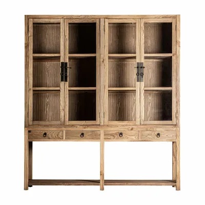 Armoires - Vitrine en bois d´orme marron 200x45x225 cm - VICAL